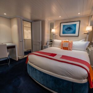 Guest stateroom of JUBILEE, a 151 foot Pendennis yacht for charter in the Mediterranean.