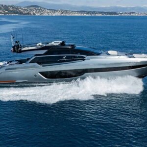 Profile of SAMIRA, a 76-foot Riva yacht for charter in the Mediterranean.