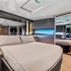 VIP stateroom of SAMIRA, a 76-foot Riva yacht for charter in the Mediterranean.