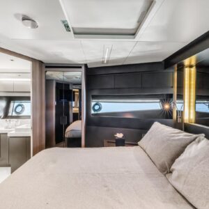 VIP stateroom of SAMIRA, a 76-foot Riva yacht for charter in the Mediterranean.