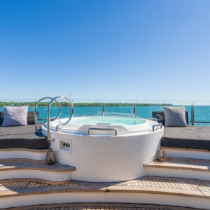 Jacuzzi of PRIVILEGE, a 112 foot Custom Line yacht for charter in the Caribbean.