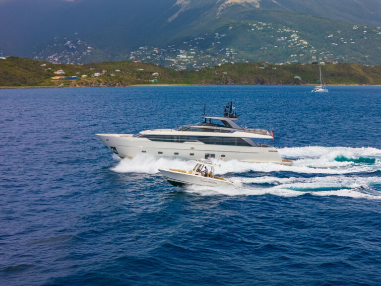 Profile of SWEET VIRGINIA, a 96′ Sanlorenzo yacht for charter in The Bahamas.