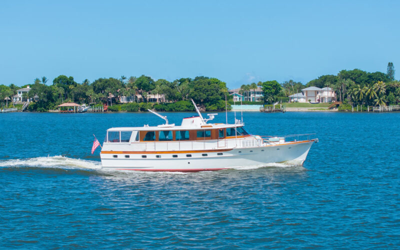 Profile of ABSOLUTE, a 62' Trumpy yacht for sale.