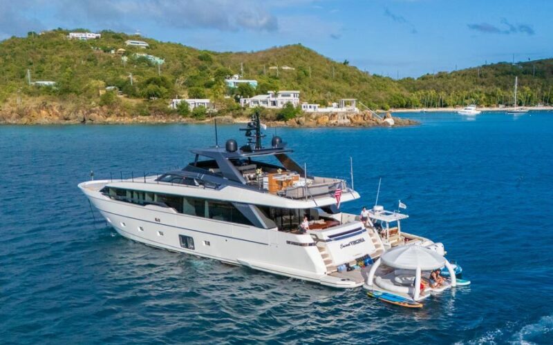 Profile of SWEET VIRGINIA, a 96′ Sanlorenzo yacht for charter in The Bahamas.