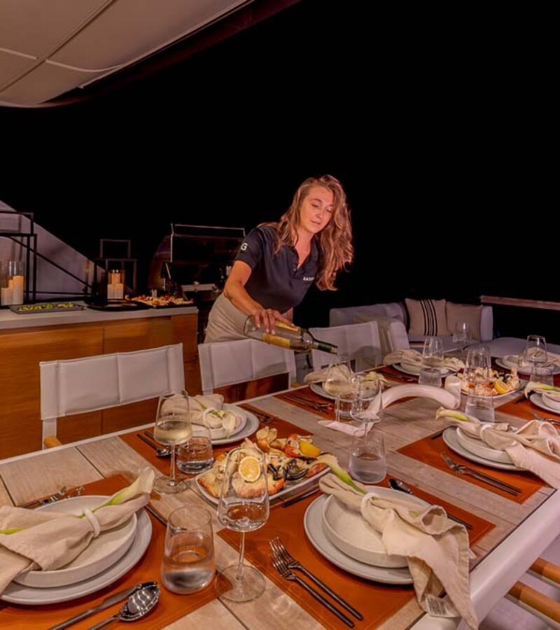 Sundeck of GATSBY, a 97 foot Sanlorenzo yacht for charter.
