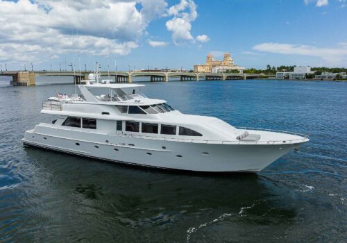 98' Westport yacht on water