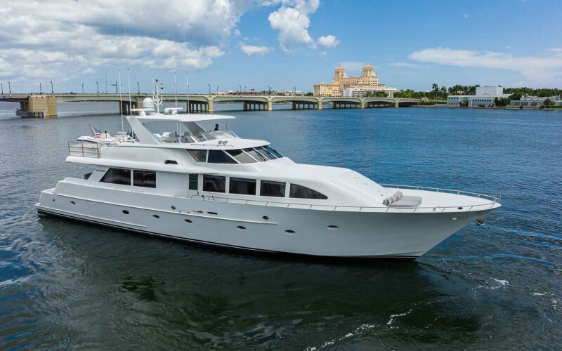 98' Westport yacht on water