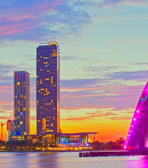 Miami skyline yacht charter.