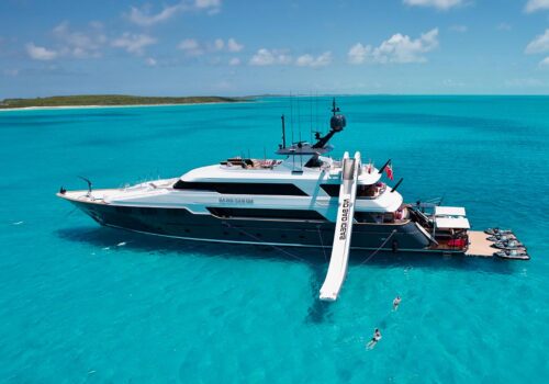 Profile of NO BAD IDEAS, a 160-foot Trinity yacht for sale.
