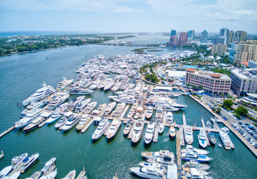 Aerial of the Palm Beach Boat Show