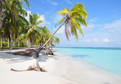 The most beautiful lonely beach in San Blas island, Panama. Central America.