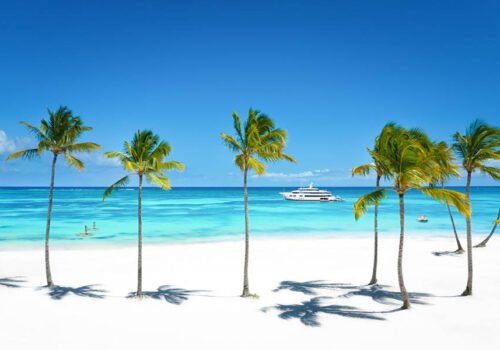TOP FIVE II a 200 foot Royal Hakvoort yacht for charter cruising just off the beach