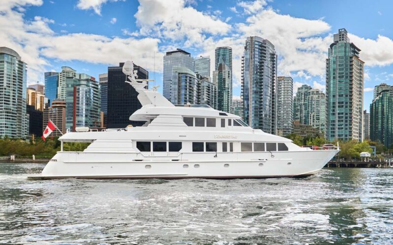 Profile of SUMMERTIME II, a 116 foot Hatteras yacht for sale.