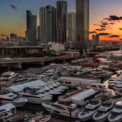 Miami skyline yacht charter.