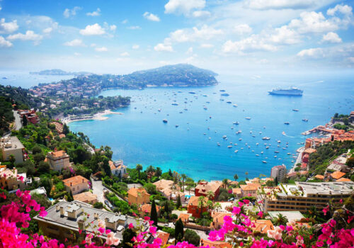 View of the Villefranche harbor in the South of France
