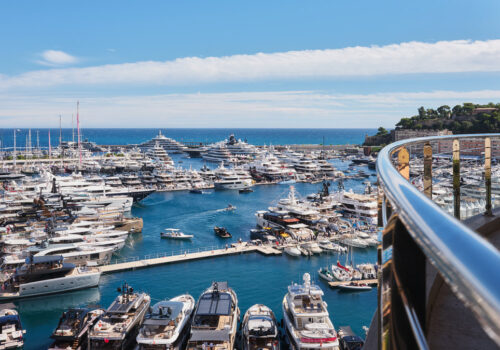 Aerial of the Monaco Yacht Show.