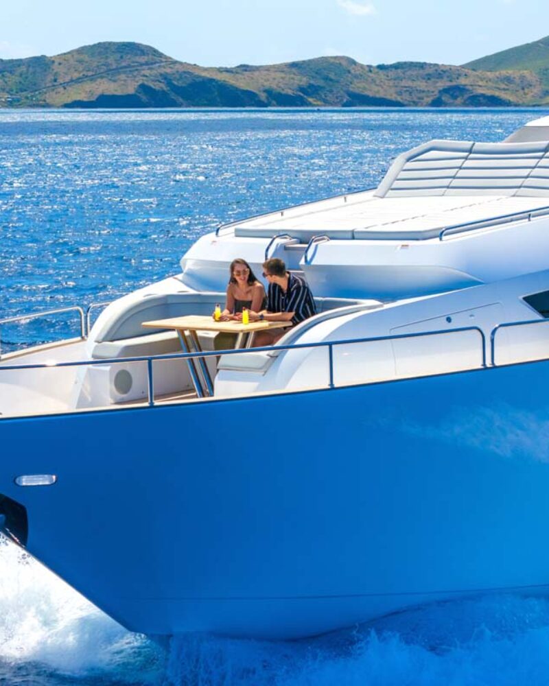 Bow lounge of ACCIDENTAL SUCCESS, a 95' Sunseeker yacht for charter.