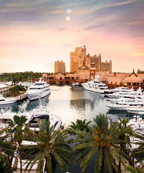 Back to Atlantis Marina on the yacht charter itinerary Bahamas