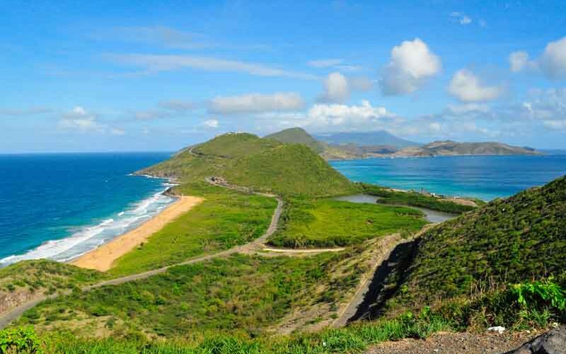 Mountains in St Kitts on a Caribbean yacht charter in the Leeward Islands.